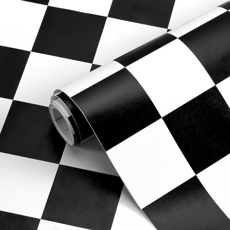 Kitico Black and White Checkered Peel and Stick Wallpaperâ€“ Waterproof Removable Vinyl Contact Paper Peel and Stick â€“ Renter Friendly Bathroom Wallpaper 17.7" x 78" - Image 1