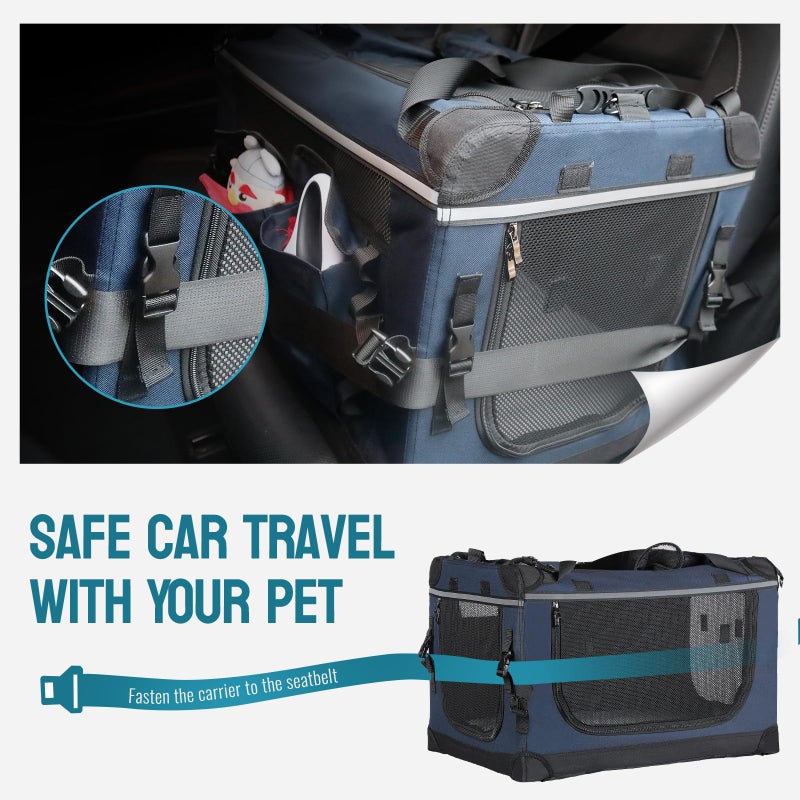 PEGIC 24-inch Foldable Cat Carrier with Removable Wheels â€“ Large Pet Travel Carrier for Cats & Small Dogs, Breathable & Sturdy for Car Rides (Holds up to 44lbs) - Image 5
