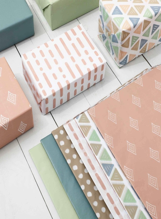 Whaline 90 Sheets Boho Tissue Paper Triangle Dot Stripe Gift Wrapping Paper Pink Blue Art Paper for Birthday Baby Shower Party DIY Crafts, 14 x 20 Inch - Image 3