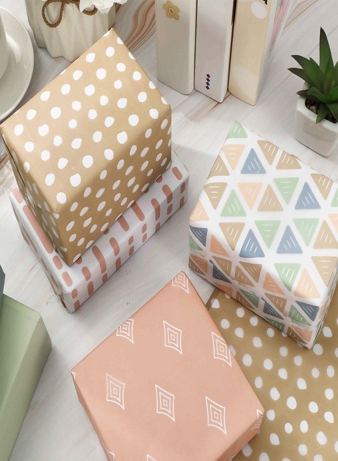Whaline 90 Sheets Boho Tissue Paper Triangle Dot Stripe Gift Wrapping Paper Pink Blue Art Paper for Birthday Baby Shower Party DIY Crafts, 14 x 20 Inch - Image 5