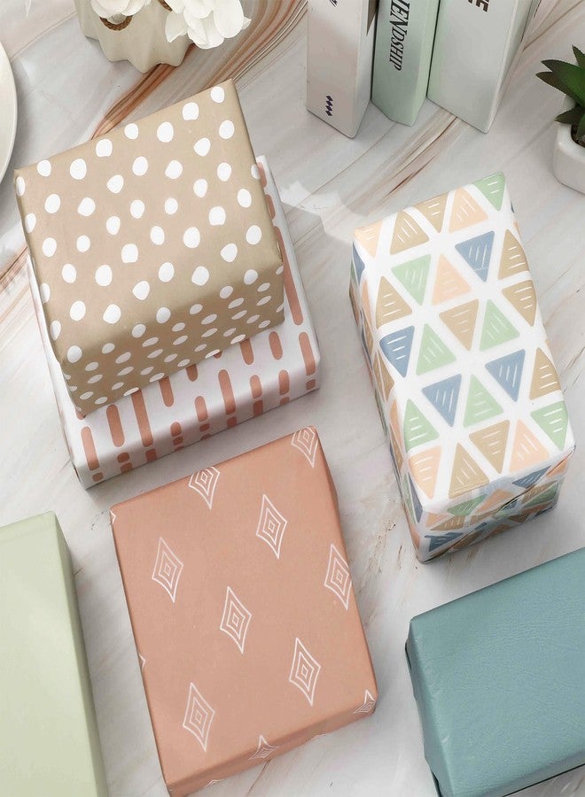 Whaline 90 Sheets Boho Tissue Paper Triangle Dot Stripe Gift Wrapping Paper Pink Blue Art Paper for Birthday Baby Shower Party DIY Crafts, 14 x 20 Inch - Image 4