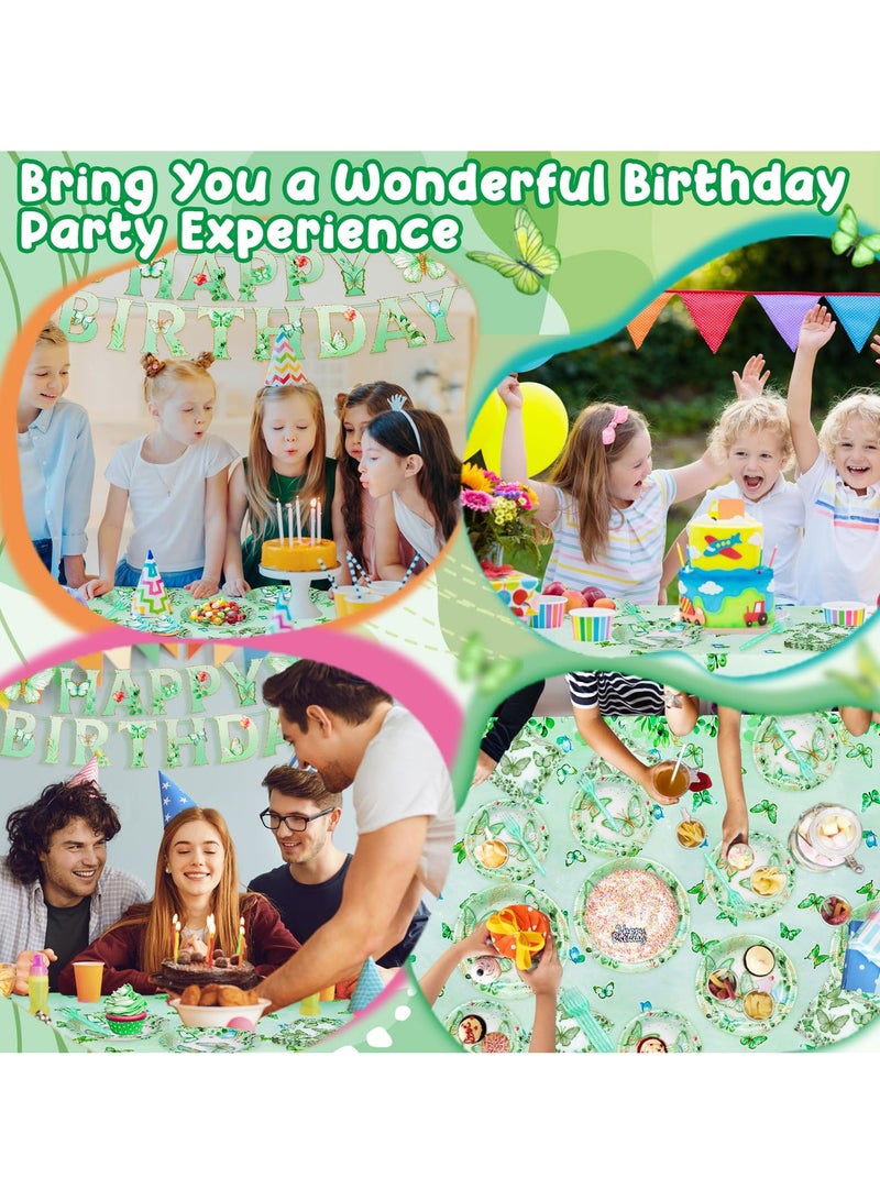 KASTWAVE مجموعة زخارف حفلة عيد ميلاد على شكل فراشة، أدوات مائدة لـ 20 ضيف مع صحون، مناديل، مفرش طاولة، لافتة، وشوك - مثالي لحفلات الاستحمام للمواليد وحفلات الفتيات - Image 2