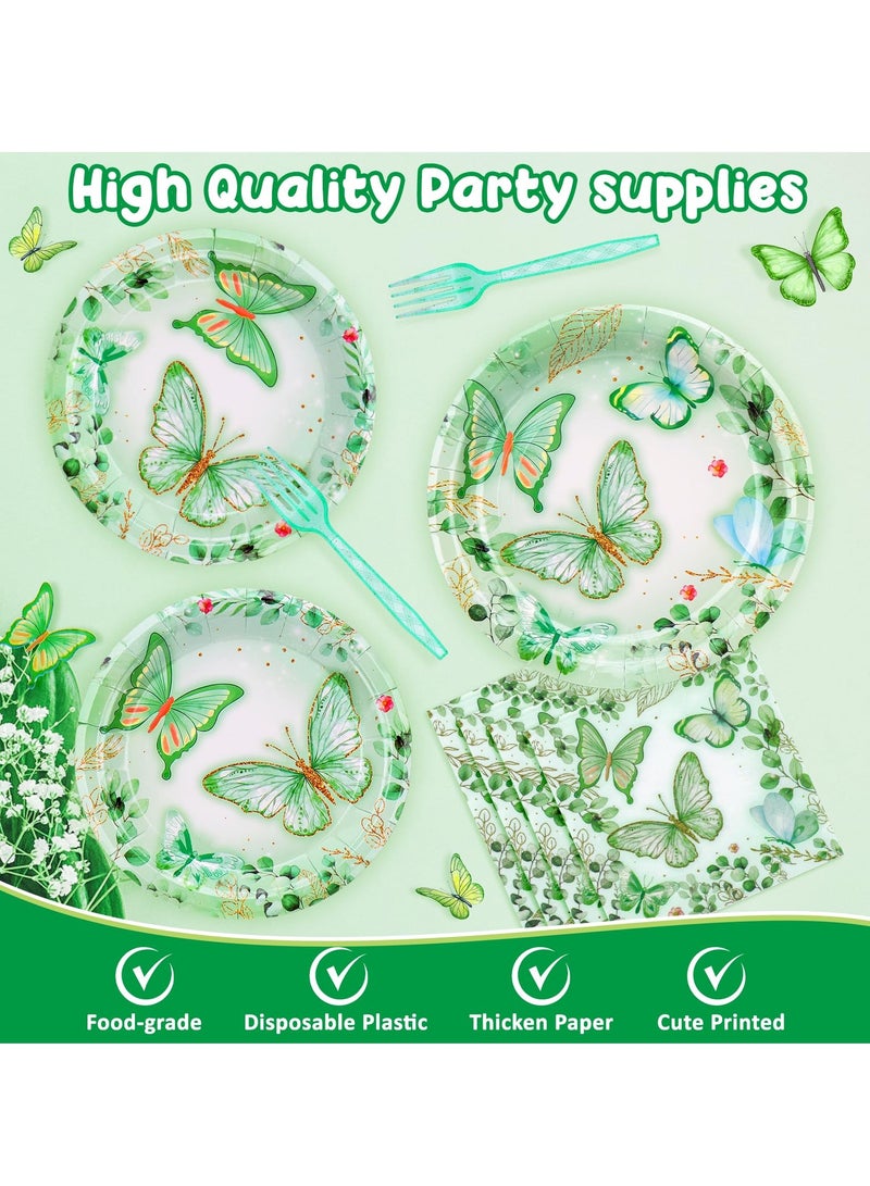 KASTWAVE مجموعة زخارف حفلة عيد ميلاد على شكل فراشة، أدوات مائدة لـ 20 ضيف مع صحون، مناديل، مفرش طاولة، لافتة، وشوك - مثالي لحفلات الاستحمام للمواليد وحفلات الفتيات - Image 3