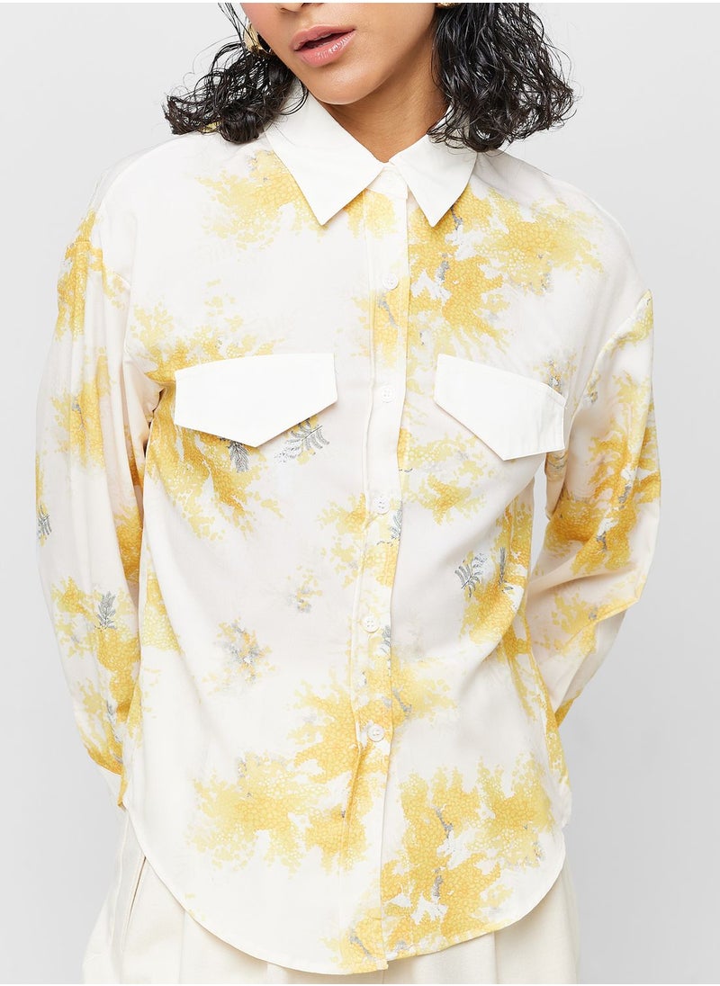 ELLA - Printed Button Down Shirt - Image 1