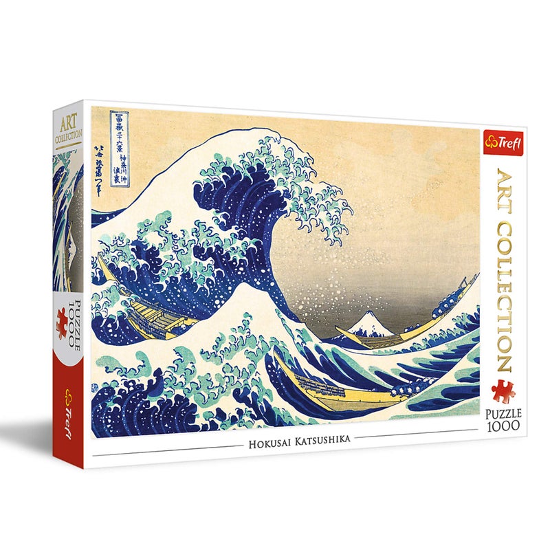Trefl Red 1000 Piece Jigsaw Puzzle Art Collection The Great Wave of Kanagawa 27"x19" Print, DIY Puzzle, Creative Fun, Classic Puzzle for Adults and Children from 14 Years Old - Image 1