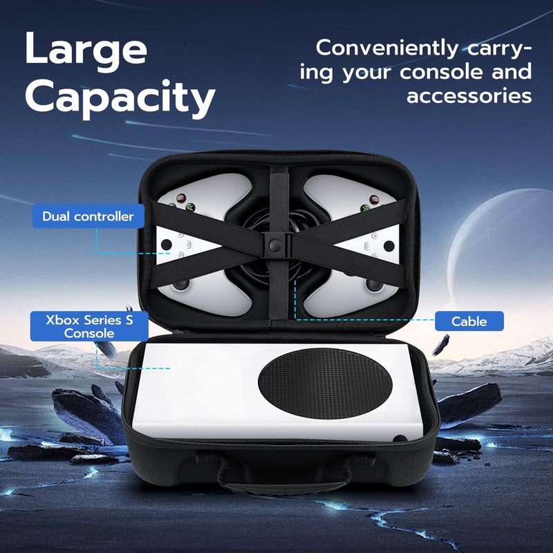 Mcbazel Hard Carrying Case for Xbox Series S, Travel Case Storage Bag for Xbox Series S Console Wireless Controller & Gaming Accessories - Black - Image 2