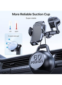 GTSOL New Universal Car Phone Holder [Powerful Suction Cup] Phone Holder Car for Dashboard Windshield [Double Metal Hook] Mobile Holder for Car Air Vent Car Mobile Holder for All 4.0-7.2" Smartphone  - Image 4