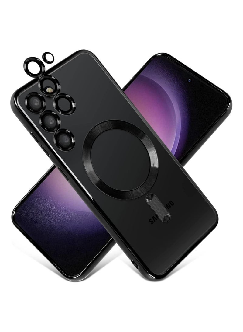 Magnetic Clear Case for Samsung Galaxy S23 with Camera Lens Protector Magsafe Compatible Electroplated Soft TPU Shockproof Anti-Scratch Phone Case - Image 1