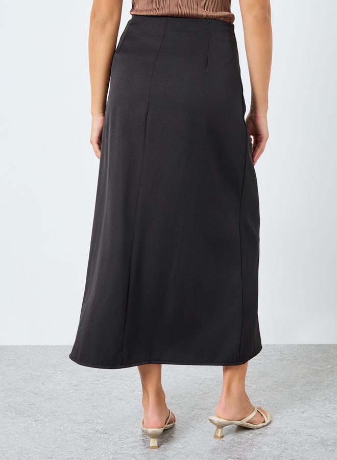 Styli Black A-Line Midi Skirt - Image 4
