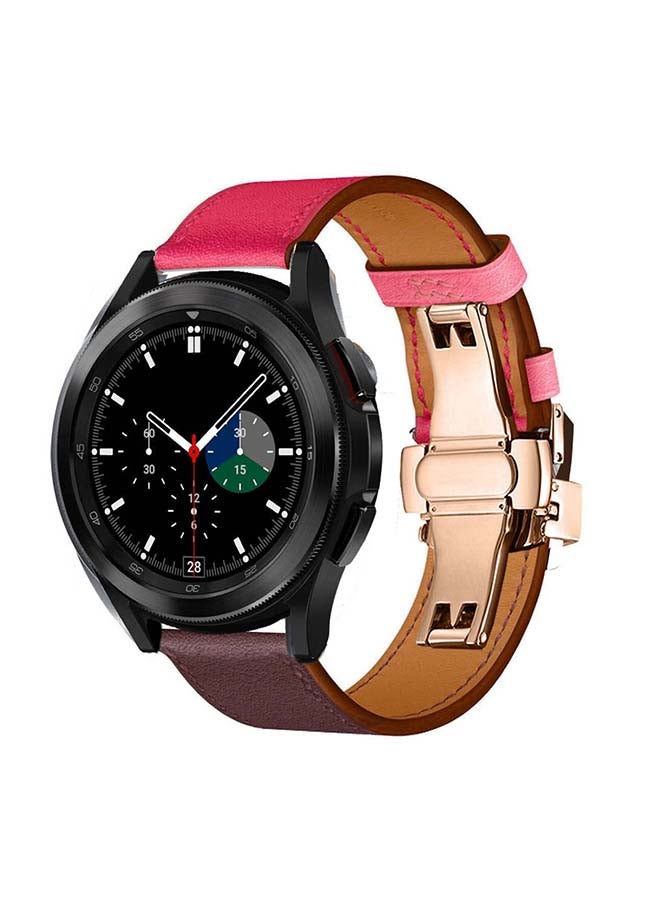 Perfii Genuine Leather Replacement Band For Samsung Galaxy Watch4 42/46mm Wine Red - Image 2