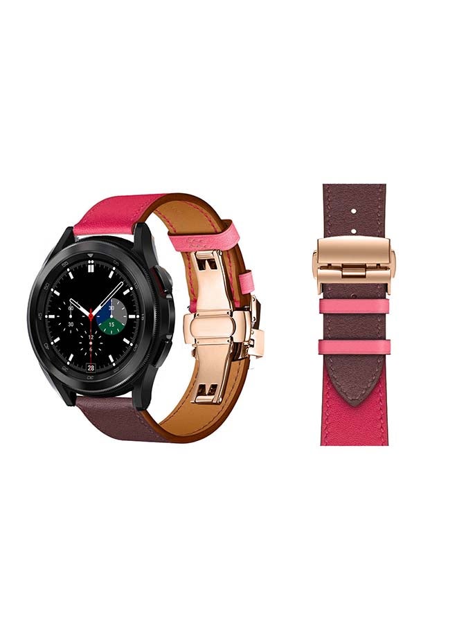Perfii Genuine Leather Replacement Band For Samsung Galaxy Watch4 42/46mm Wine Red - Image 1