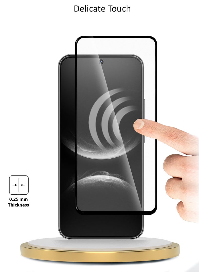 دبليو تيك حامي شاشة زجاجي مقسى كامل الالتصاق بالكامل من سلسلة هواوي نوفا 14 5G 2025 بريميوم E2E (MSGECN) - شفاف/أسود - Image 4