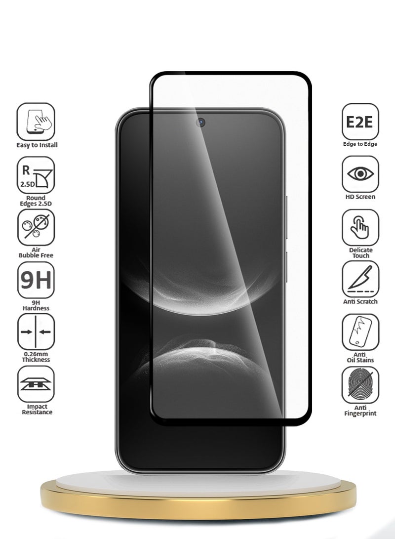 دبليو تيك حامي شاشة زجاجي مقسى كامل الالتصاق بالكامل من سلسلة هواوي نوفا 14 5G 2025 بريميوم E2E (MSGECN) - شفاف/أسود - Image 2