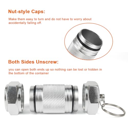 Shintop 2PCS High Capacity Aluminum Container Keychain Waterproof Pill Container - Image 3