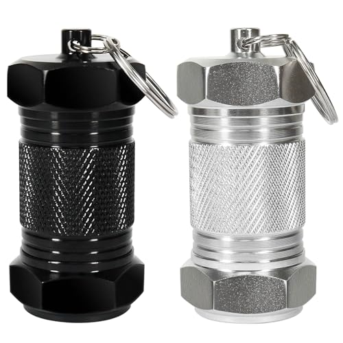 Shintop 2PCS High Capacity Aluminum Container Keychain Waterproof Pill Container - Image 1