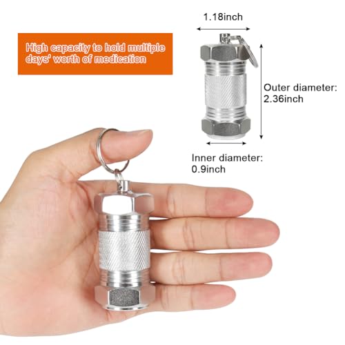 Shintop 2PCS High Capacity Aluminum Container Keychain Waterproof Pill Container - Image 4