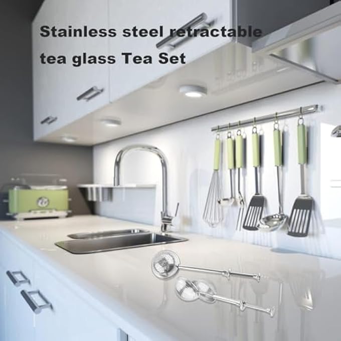 كيلا مصفاة شاي من الفولاذ المقاوم للصدأ على شكل كرة شبكية لتصفية أوراق الشاي السائبة قطعتين فضيتين - Image 2