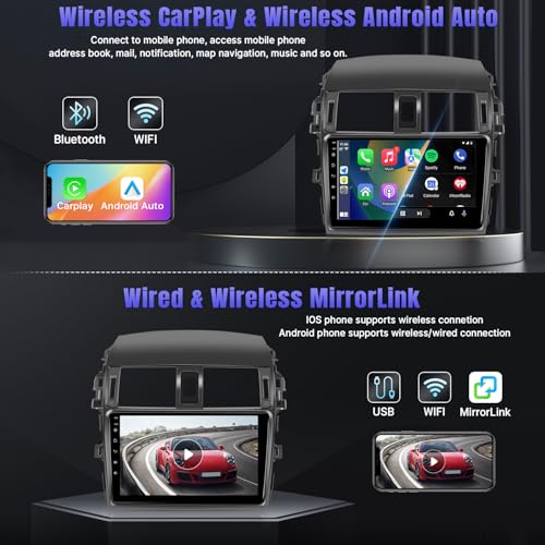 Naifay Android Car Radio for Toyota Corolla 2009 2010 2011 2012 2013, 9inch Touch Screen for Corolla Car Stereo with Carplay/Android Auto/Bluetooth/FM/GPS/WiFi/Backup Camera/Split Screen - Image 3