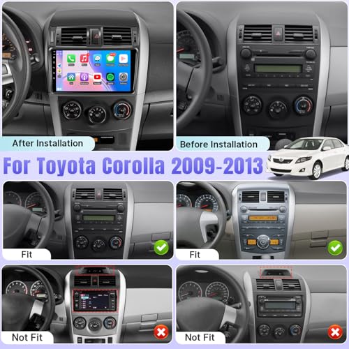 Naifay Android Car Radio for Toyota Corolla 2009 2010 2011 2012 2013, 9inch Touch Screen for Corolla Car Stereo with Carplay/Android Auto/Bluetooth/FM/GPS/WiFi/Backup Camera/Split Screen - Image 2