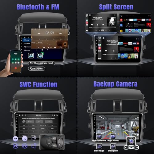 Naifay Android Car Radio for Toyota Corolla 2009 2010 2011 2012 2013, 9inch Touch Screen for Corolla Car Stereo with Carplay/Android Auto/Bluetooth/FM/GPS/WiFi/Backup Camera/Split Screen - Image 5