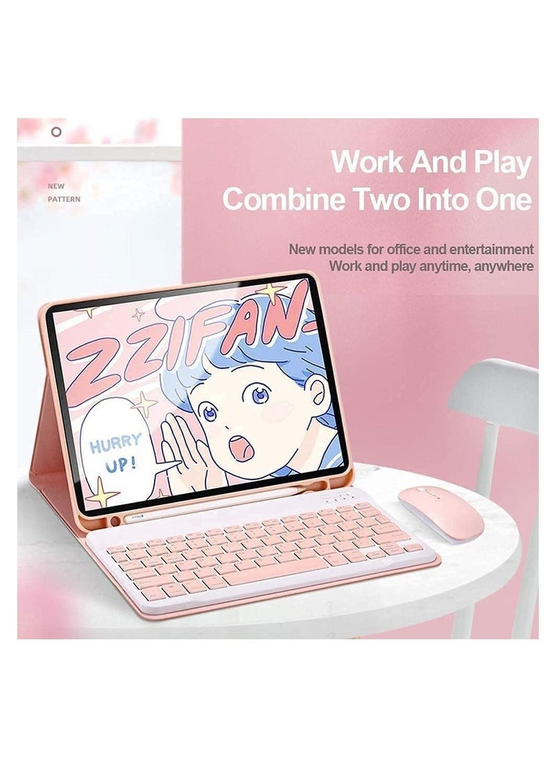 Captaintech Keyboard Case with Mouse for iPad Mini 6, for iPad Mini 2021 Detachable Wireless Bluetooth Keyboard Pencil Holder Slim Leather Smart Cover 8.3 inch Pink - Image 3