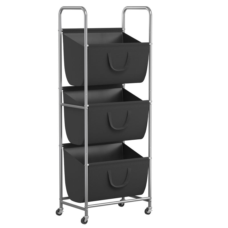 ELYKEN 120L Vertical Rolling Laundry Hamper with Removable Bags, 3 Section Laundry Baskets with Wheels, Space-Saving 3 Tier Laundry Sorter for Small Spaces, Dorm, Bedroom, Bathroom, Laundry Room - Image 1