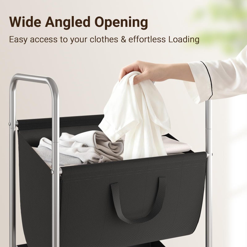 ELYKEN 120L Vertical Rolling Laundry Hamper with Removable Bags, 3 Section Laundry Baskets with Wheels, Space-Saving 3 Tier Laundry Sorter for Small Spaces, Dorm, Bedroom, Bathroom, Laundry Room - Image 5