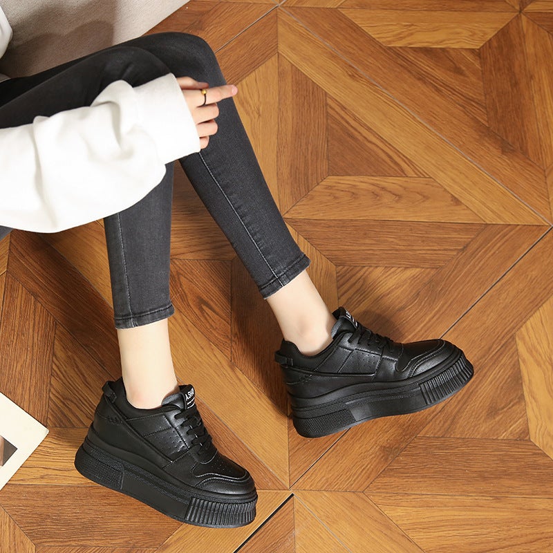 2024 New Style Fashionable Height-Increasing White Shoes Thick-Soled Platform Internet Celebrity Easiest For Match Sports And Casual Sneakers For Women - Image 4