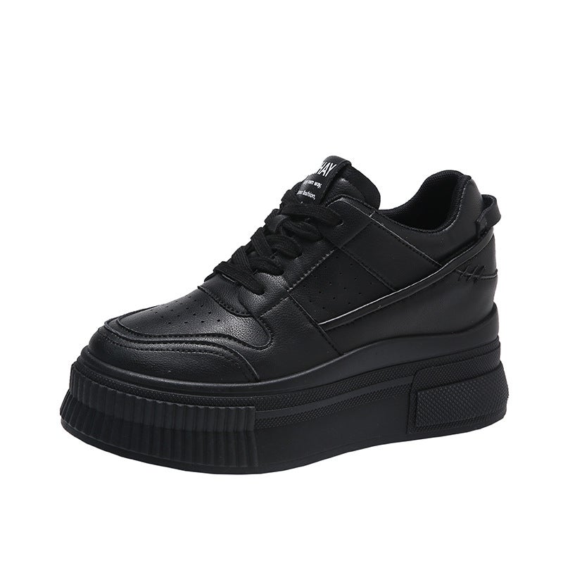2024 New Style Fashionable Height-Increasing White Shoes Thick-Soled Platform Internet Celebrity Easiest For Match Sports And Casual Sneakers For Women - Image 1
