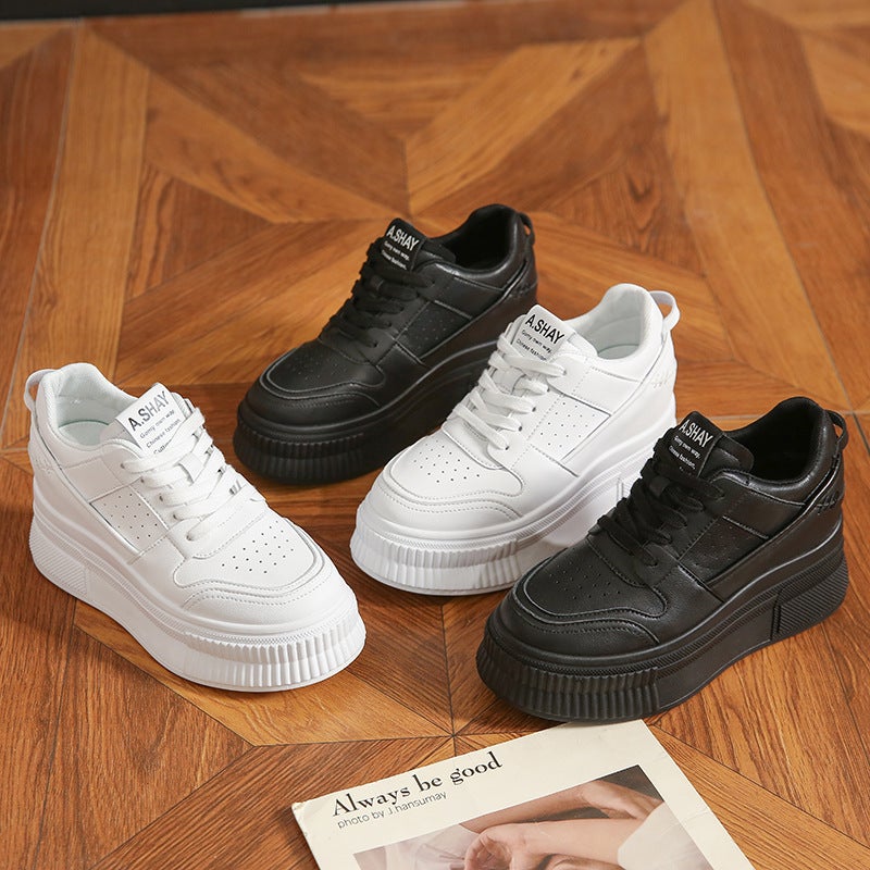 2024 New Style Fashionable Height-Increasing White Shoes Thick-Soled Platform Internet Celebrity Easiest For Match Sports And Casual Sneakers For Women - Image 5