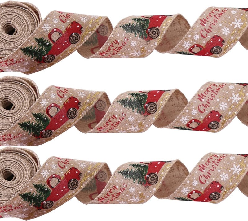Partunay 3 Pcs Roll W 25 L 9 Ft each Christmas Printed Ribbons Xmas Home Decor Gift Wrapping Bow Making Wreath DIY Christmas Craft Xmas Christmas Tree Decoration Ribbon OrnamentsCrafts Christmas Gift wrapping