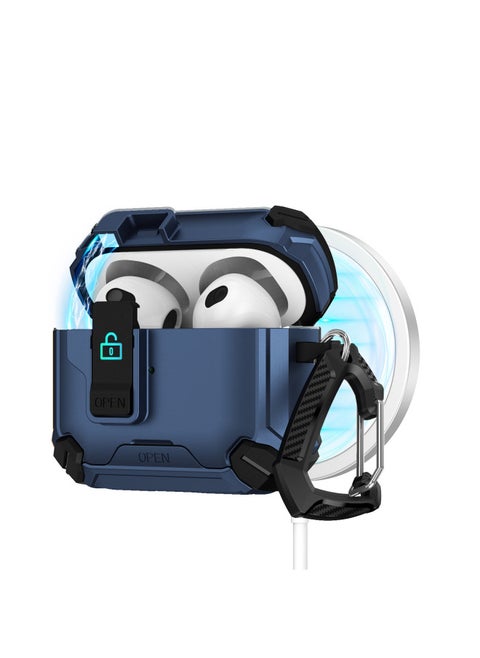 Airpods4 Protective Case Airpods Pro2 Generation Protective Case Apple Mobile Phone Holder Elastic Cover Earpiece Case-Color:Dark Blue-Applicable Models:airpods 4
