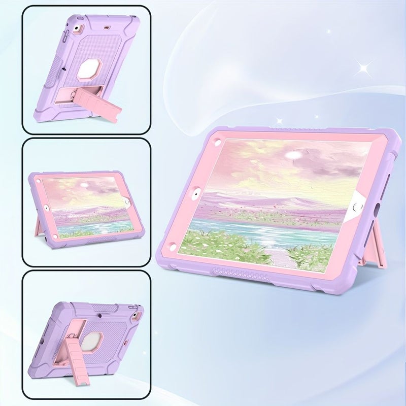 حالة وردية تركوازية ثلاثية الطبقات مقاومة للصدمات لـ iPad Air 2 مع حامل - Image 3