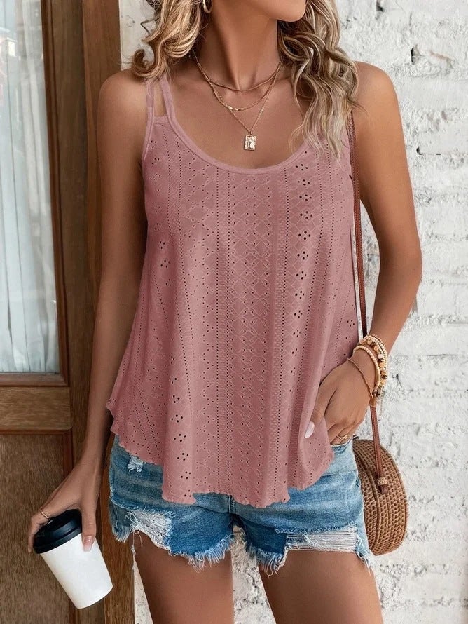 2023 Floral Knit Tank Top Women Jujube 