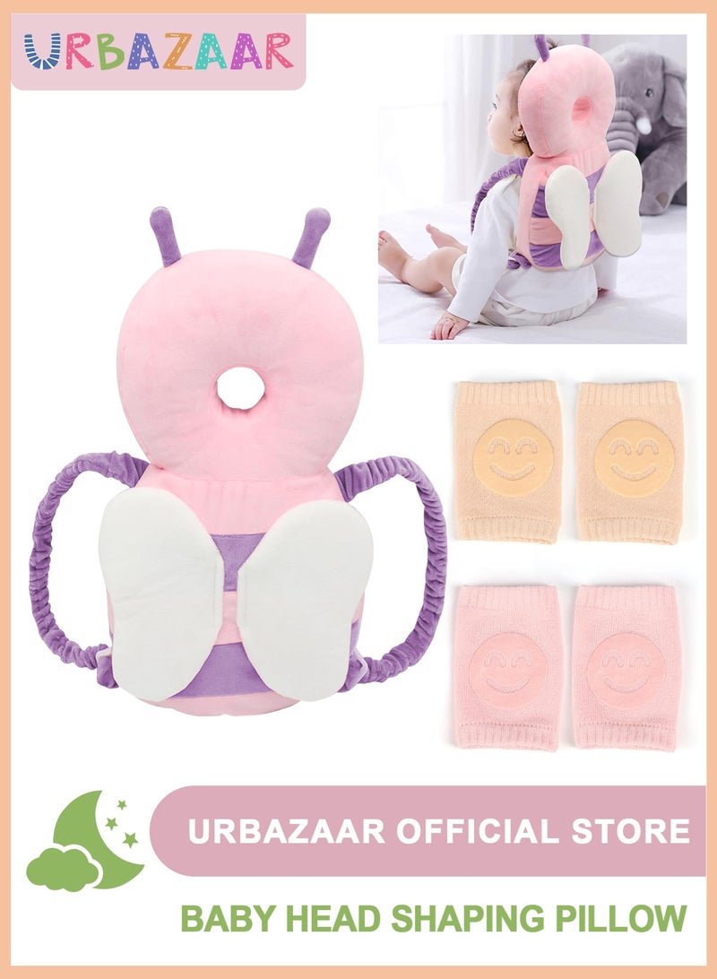 URbazaar Baby Head Protector Cushion Backpack with 2 Pair Knee Pads for Walking & Crawling,Bee  - Image 1