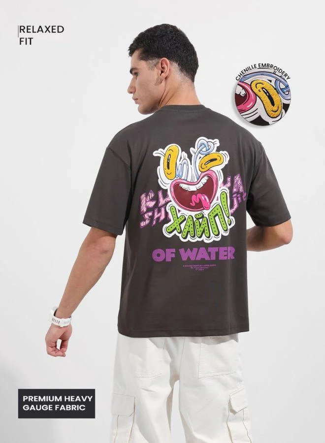 The Indian Garage Co Men Relaxed Fit Graphic Printed Crew Neck Half Sleeves T-Shirt