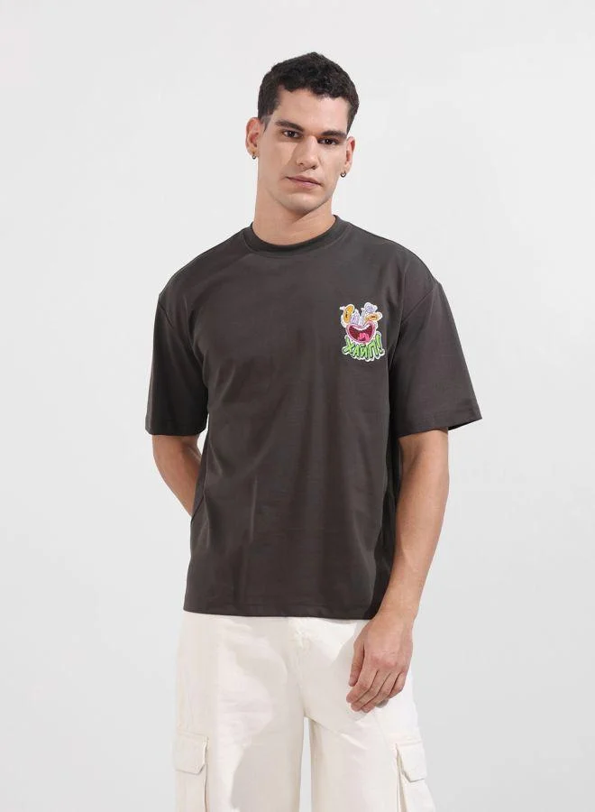 شركة المرآب الهندية Men Relaxed Fit Graphic Printed Crew Neck Half Sleeves T-Shirt