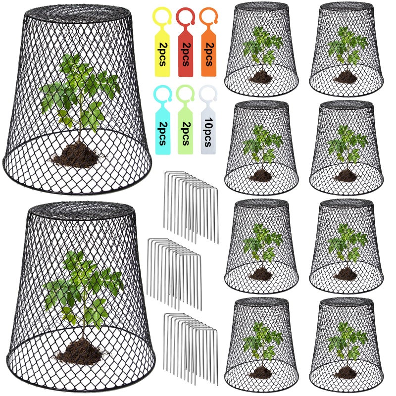 Dukelai 10 Pcs Chicken Wire Cloche Plant Covers Garden Netting Metal Heavy Duty Plant Protectors from Animals for Keeping Bunnies Chicken Squirrels Birds Other Out 9.13Ã—9.13 in - Image 1
