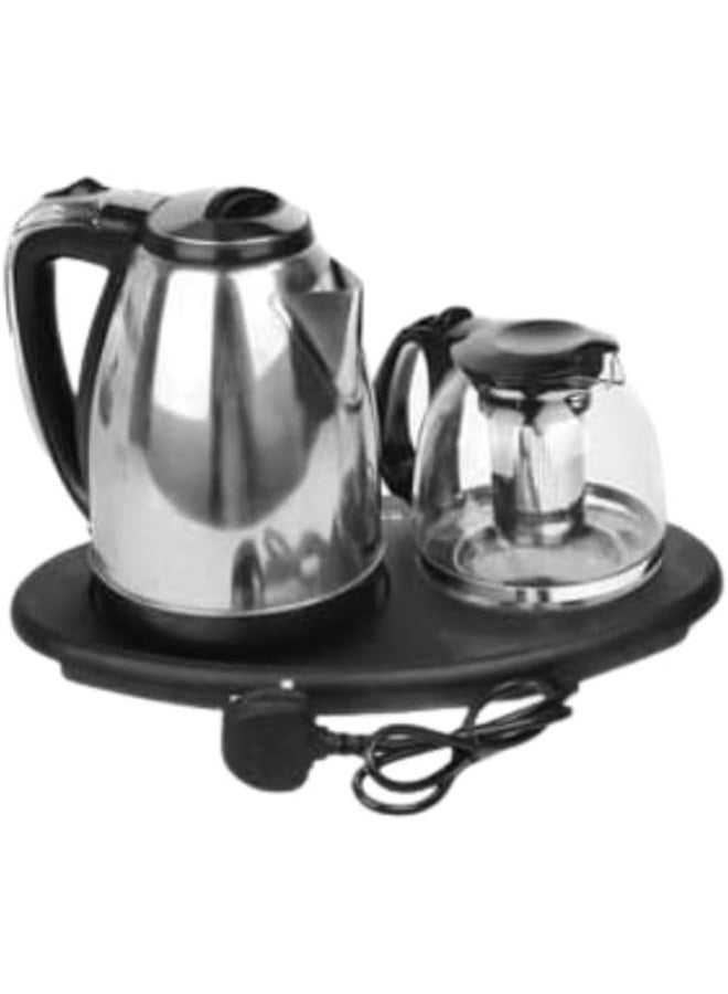DENX Electric Kettle with Glass Teapot DX1788 – 1800W Fast Boil, 2L Capacity, Stainless Steel, 360° Rotating Base, Automatic Shut-Off, Boil-Dry Protection, Temperature Control, Silver-Tone - Image 2