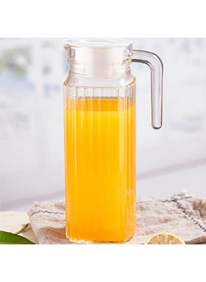 NeWine جردل ماء زجاجي نيفين بريميوم 1100 مل مع غطاء بلاستيكي ومقبض | 1.1 لتر إبريق مشروبات شفاف للمنزل، المكتب، إلخ. | إبريق لتقديم الماء، الحليب، العصير، المشروبات، الشاي، الكوكتيل (جردل بطانة) - Image 2