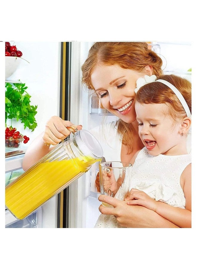 NeWine جردل ماء زجاجي نيفين بريميوم 1100 مل مع غطاء بلاستيكي ومقبض | 1.1 لتر إبريق مشروبات شفاف للمنزل، المكتب، إلخ. | إبريق لتقديم الماء، الحليب، العصير، المشروبات، الشاي، الكوكتيل (جردل بطانة) - Image 4