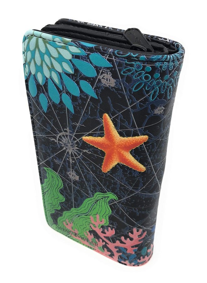 Shag Wear - Sea Horse Large Wallet For Women And Teen Girls Vegan Faux Leather Black 7 - Image 1