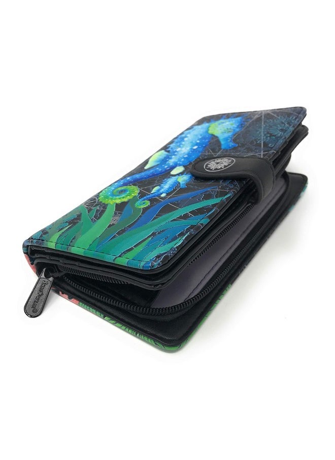 Shag Wear - Sea Horse Large Wallet For Women And Teen Girls Vegan Faux Leather Black 7 - Image 1