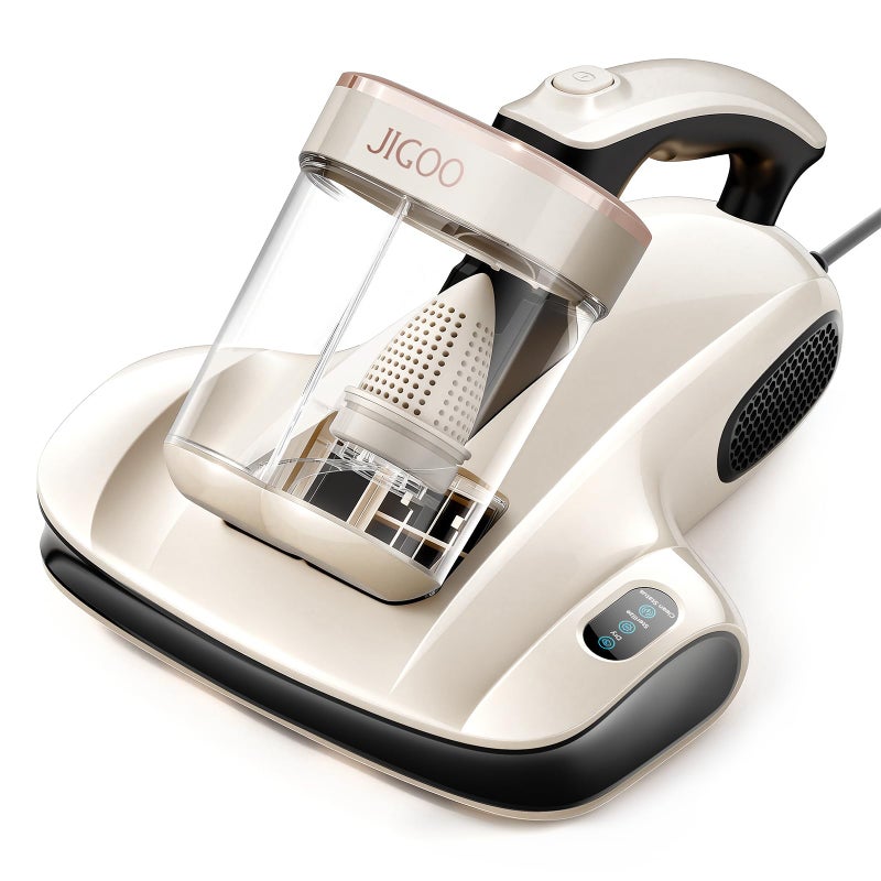 JIGOO Mattress Vacuum Cleaner UV Sanitizing Antiallergen Bed Cleaner with 12Kpa Suction Handheld Vacuums for Dust Pet Hair Effectively Clean Up Bed Pillows Cloth Sofas Carpets