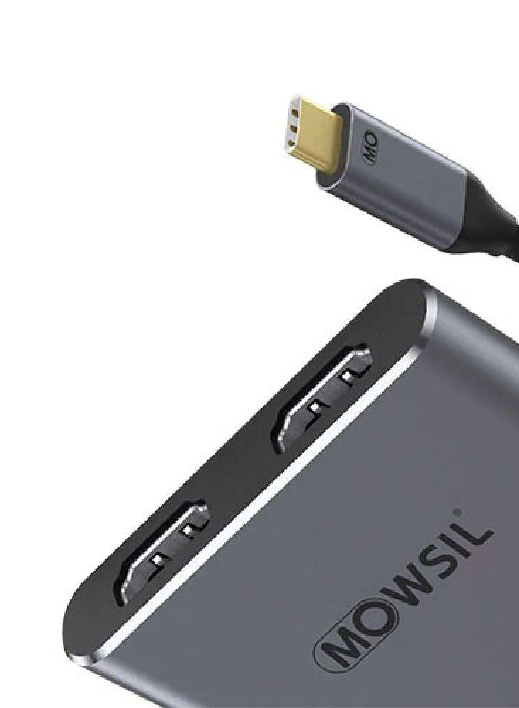 Mowsil USB Type C to Dual HDMI Adaptor, Aluminium Shell - Image 3