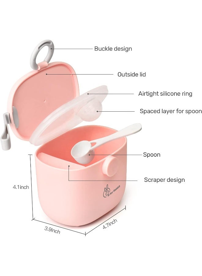 أر فور رابيت صندوق تغذية أولي من السيليكون للأطفال من آر فور أرنب، صندوق مسحوق حليب الأطفال متعدد الوظائف، 210 جرام، وردي - Image 4