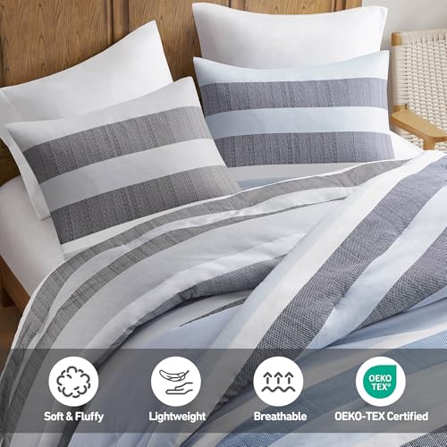 Regency Heights Twin Size Comforter Set Navy Blue - 2 Pieces Modern Striped Quilt Bedding for Dorm All Season Soft Lightweight Reversible Bed Set with Comforter & Sham - Image 5