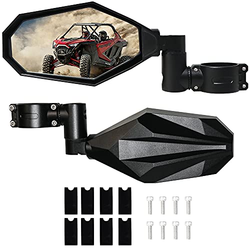 RERPRO UTV Side Rear View Mirrors 1.75"-2" Roll Bar RZR Rearview Side Mirrors for Polaris Rangers RZR PRO XP 1000 800 900 Can Am, Kawasaki Teryx Yamaha Rhino Adjustable All Aluminium 1 Pairs - Image 1