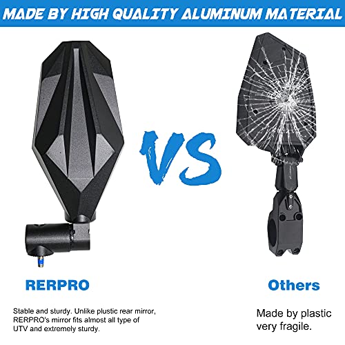 RERPRO UTV Side Rear View Mirrors 1.75"-2" Roll Bar RZR Rearview Side Mirrors for Polaris Rangers RZR PRO XP 1000 800 900 Can Am, Kawasaki Teryx Yamaha Rhino Adjustable All Aluminium 1 Pairs - Image 5
