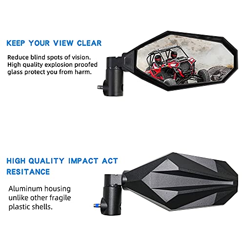 RERPRO UTV Side Rear View Mirrors 1.75"-2" Roll Bar RZR Rearview Side Mirrors for Polaris Rangers RZR PRO XP 1000 800 900 Can Am, Kawasaki Teryx Yamaha Rhino Adjustable All Aluminium 1 Pairs - Image 4